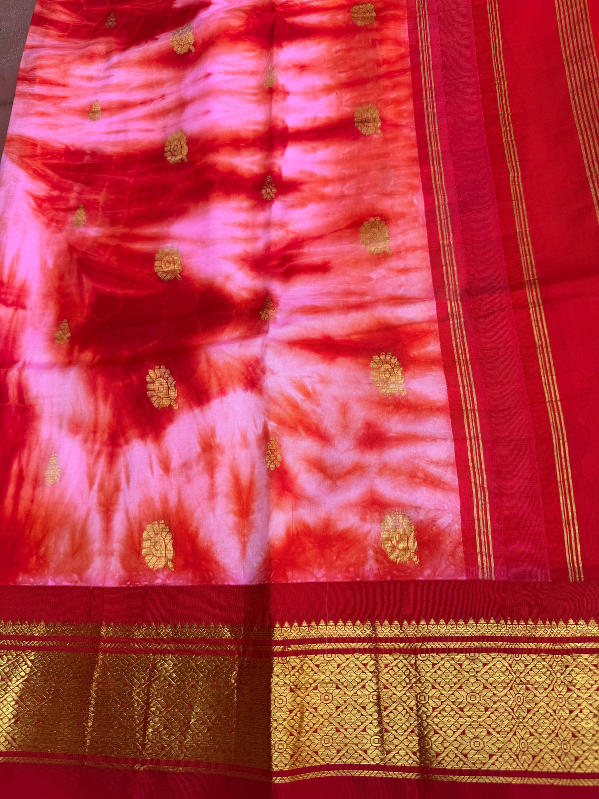 Shibori on pure silk handwoven Kanjeevaram saree