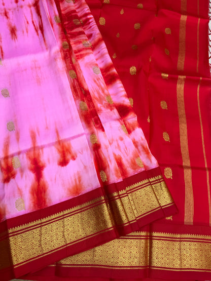 Shibori on pure silk handwoven Kanjeevaram saree