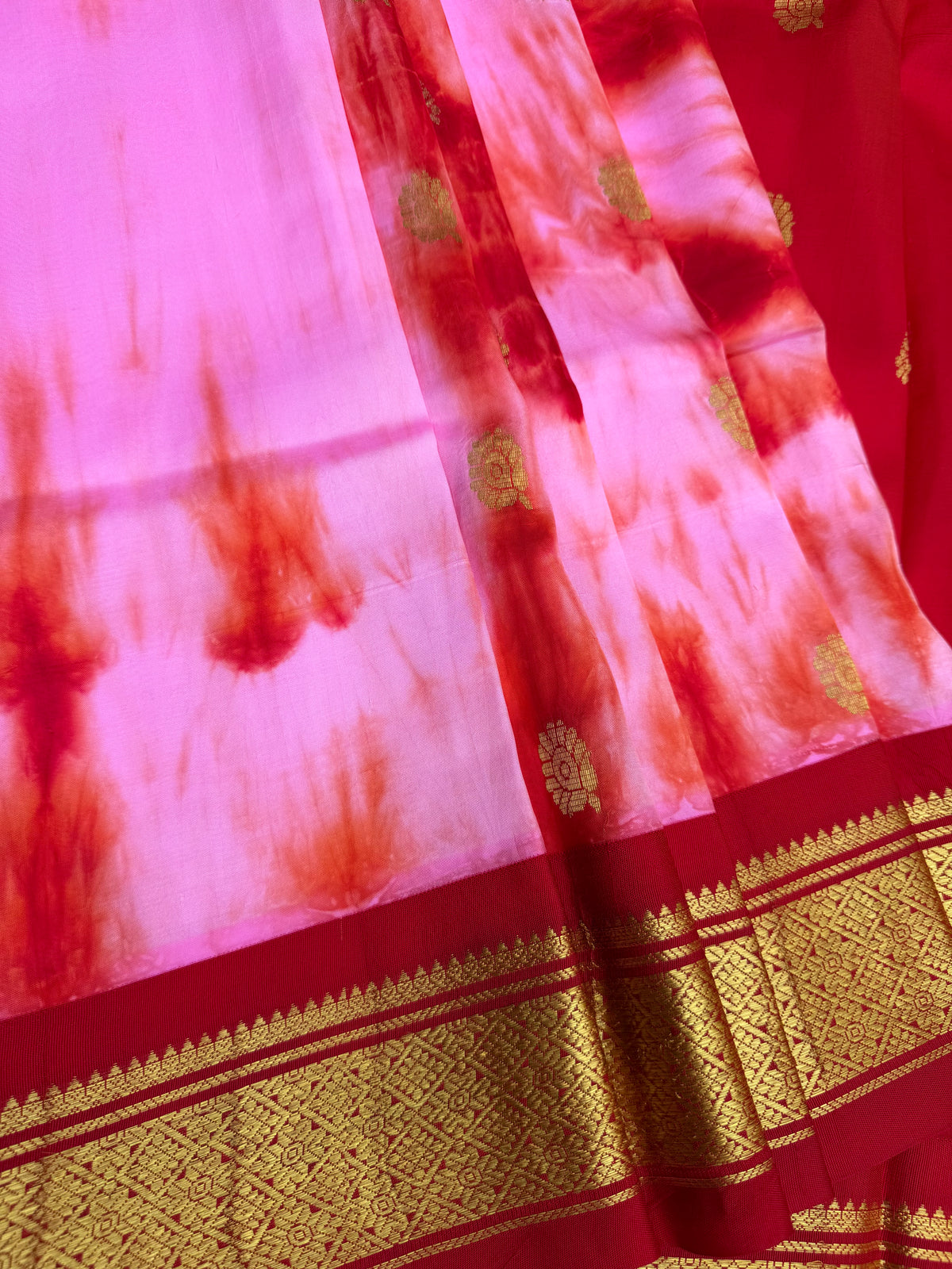 Shibori on pure silk handwoven Kanjeevaram saree