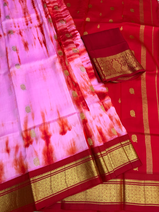 Shibori on pure silk handwoven Kanjeevaram saree
