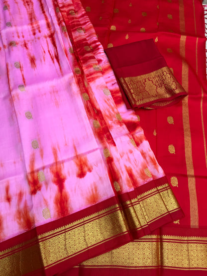 Shibori on pure silk handwoven Kanjeevaram saree