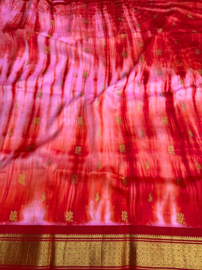 Shibori on pure silk handwoven Kanjeevaram saree
