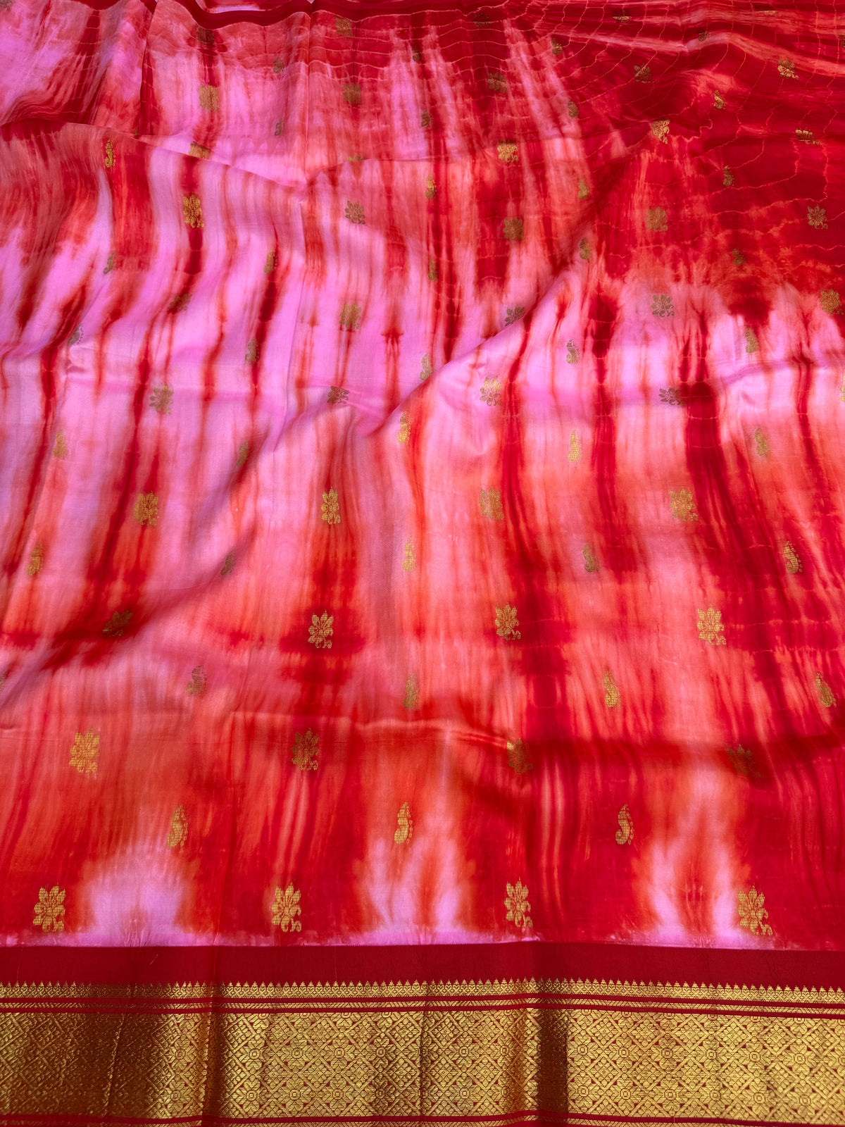 Shibori on pure silk handwoven Kanjeevaram saree