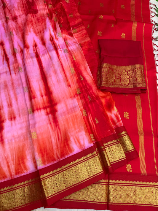 Shibori on pure silk handwoven Kanjeevaram saree