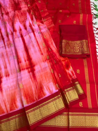 Shibori on pure silk handwoven Kanjeevaram saree