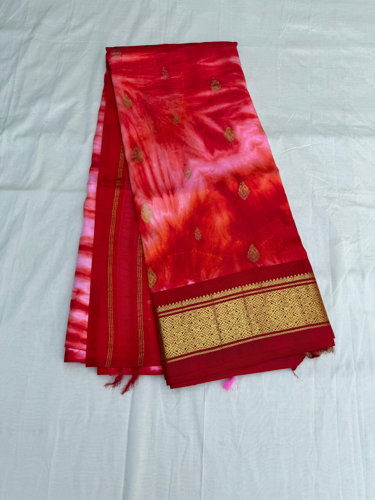 Shibori on pure silk handwoven Kanjeevaram saree