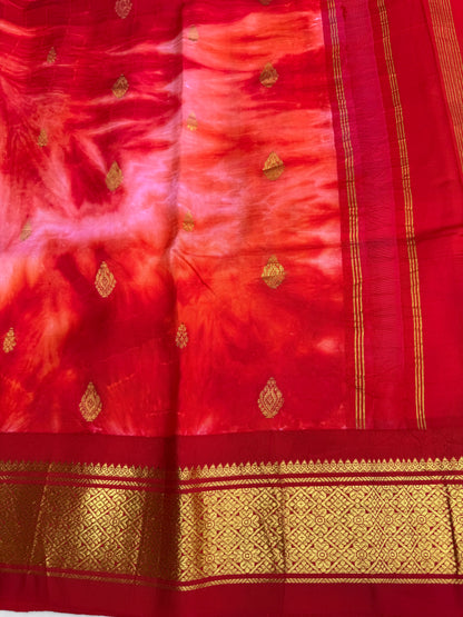 Shibori on pure silk handwoven Kanjeevaram saree