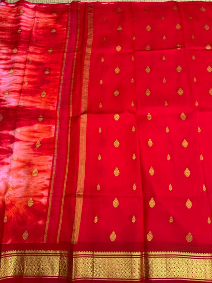 Shibori on pure silk handwoven Kanjeevaram saree