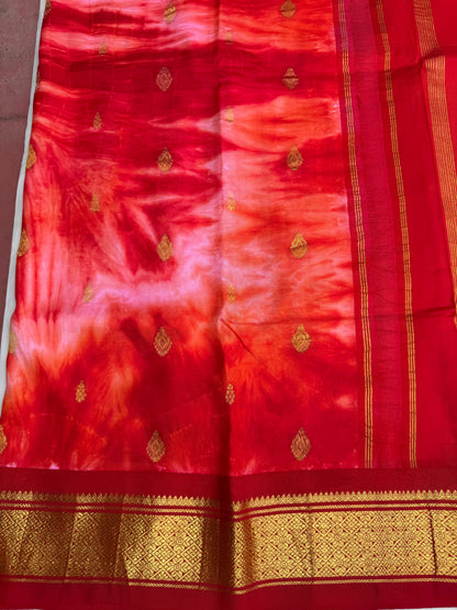 Shibori on pure silk handwoven Kanjeevaram saree