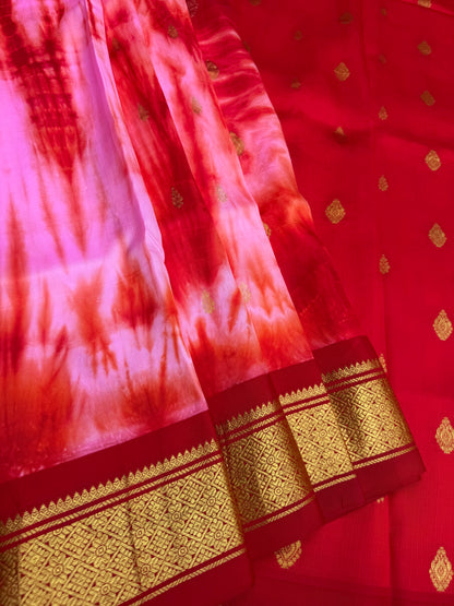 Shibori on pure silk handwoven Kanjeevaram saree