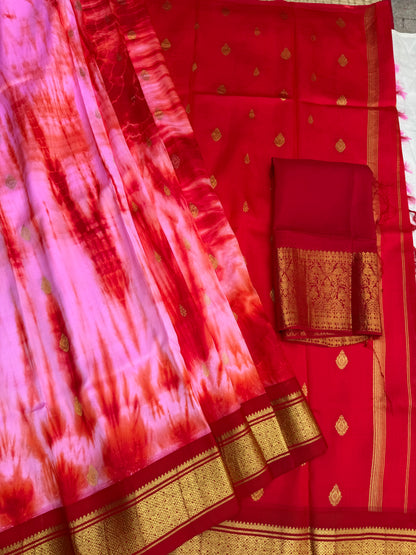 Shibori on pure silk handwoven Kanjeevaram saree