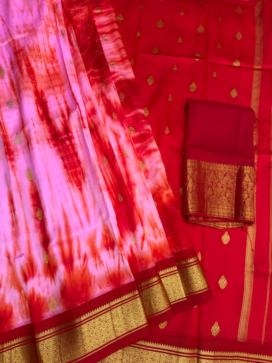 Shibori on pure silk handwoven Kanjeevaram saree