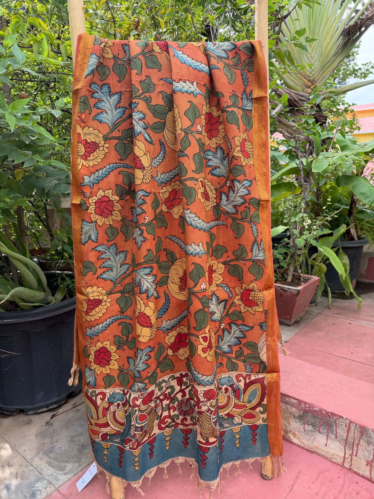 Bangalore silk penkalamkari dupatta