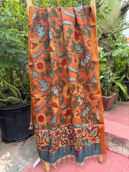 Bangalore silk penkalamkari dupatta
