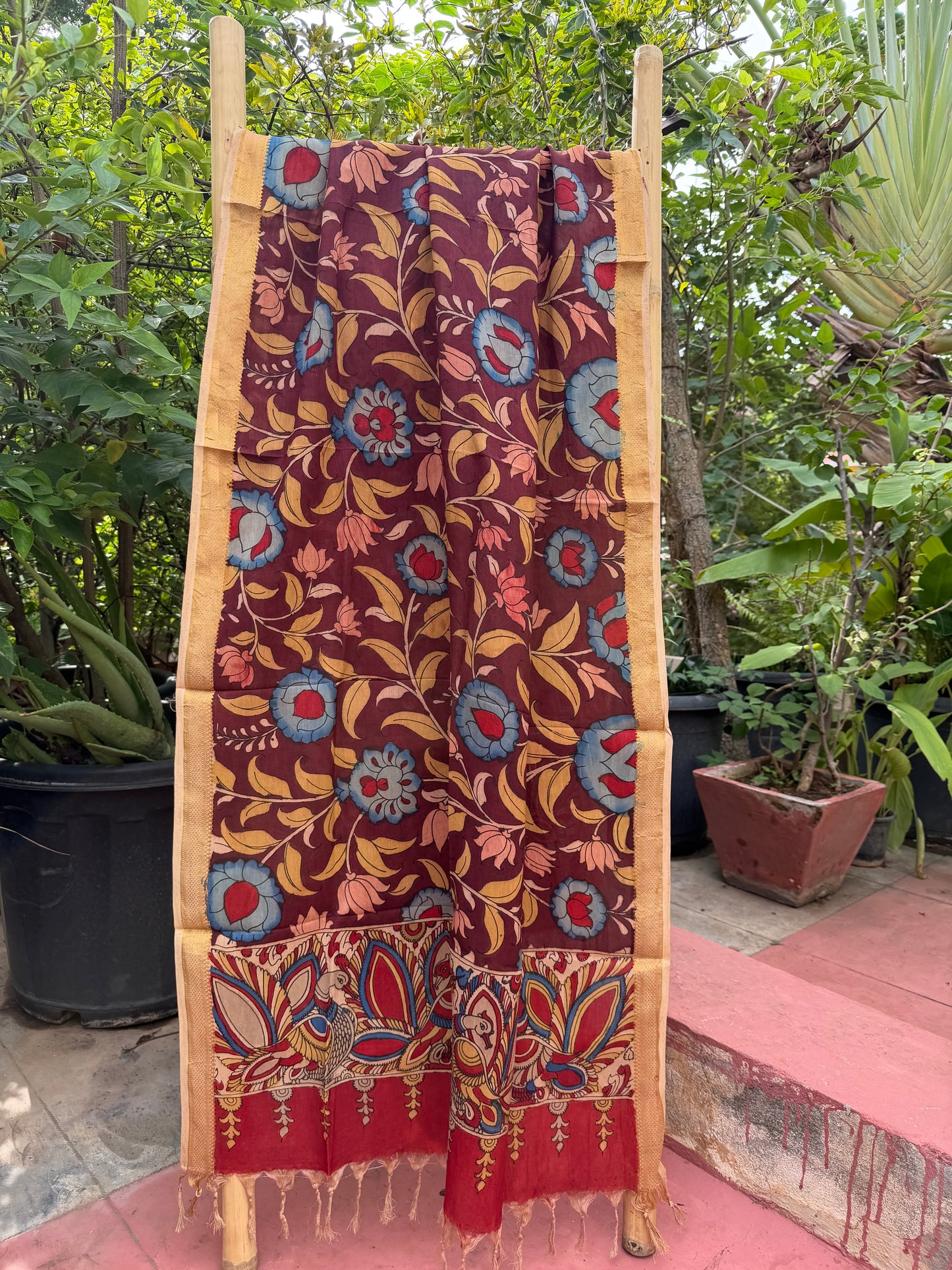 Bangalore silk penkalamkari dupatta