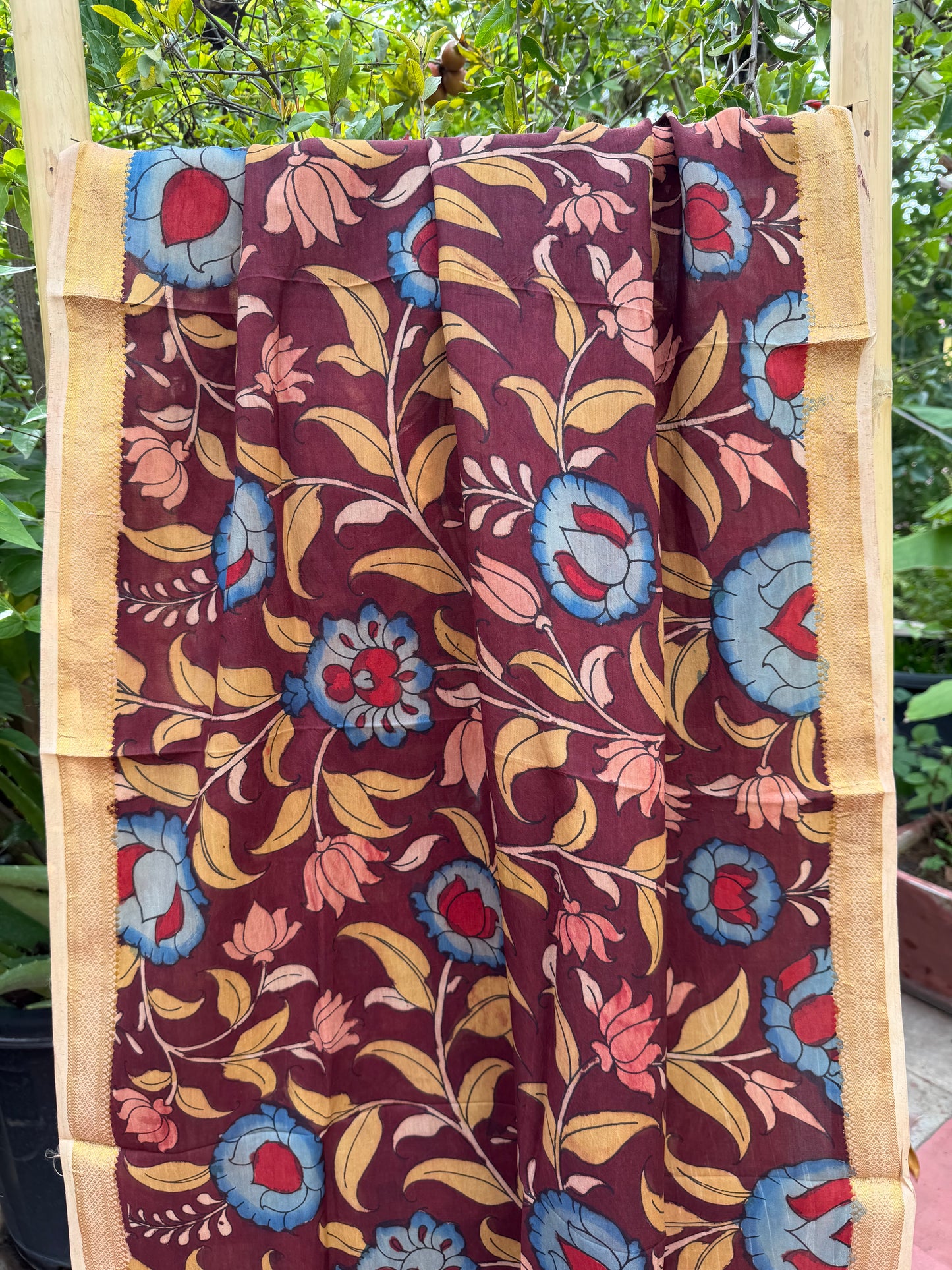 Bangalore silk penkalamkari dupatta