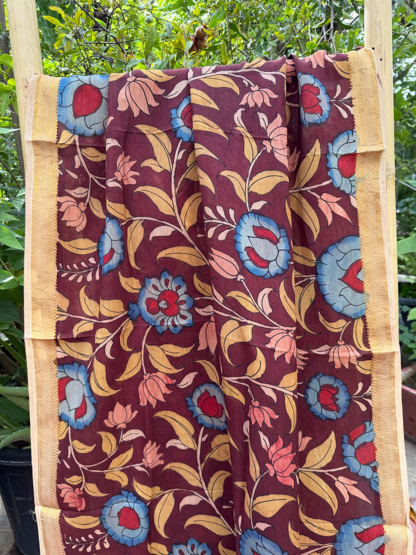 Bangalore silk penkalamkari dupatta