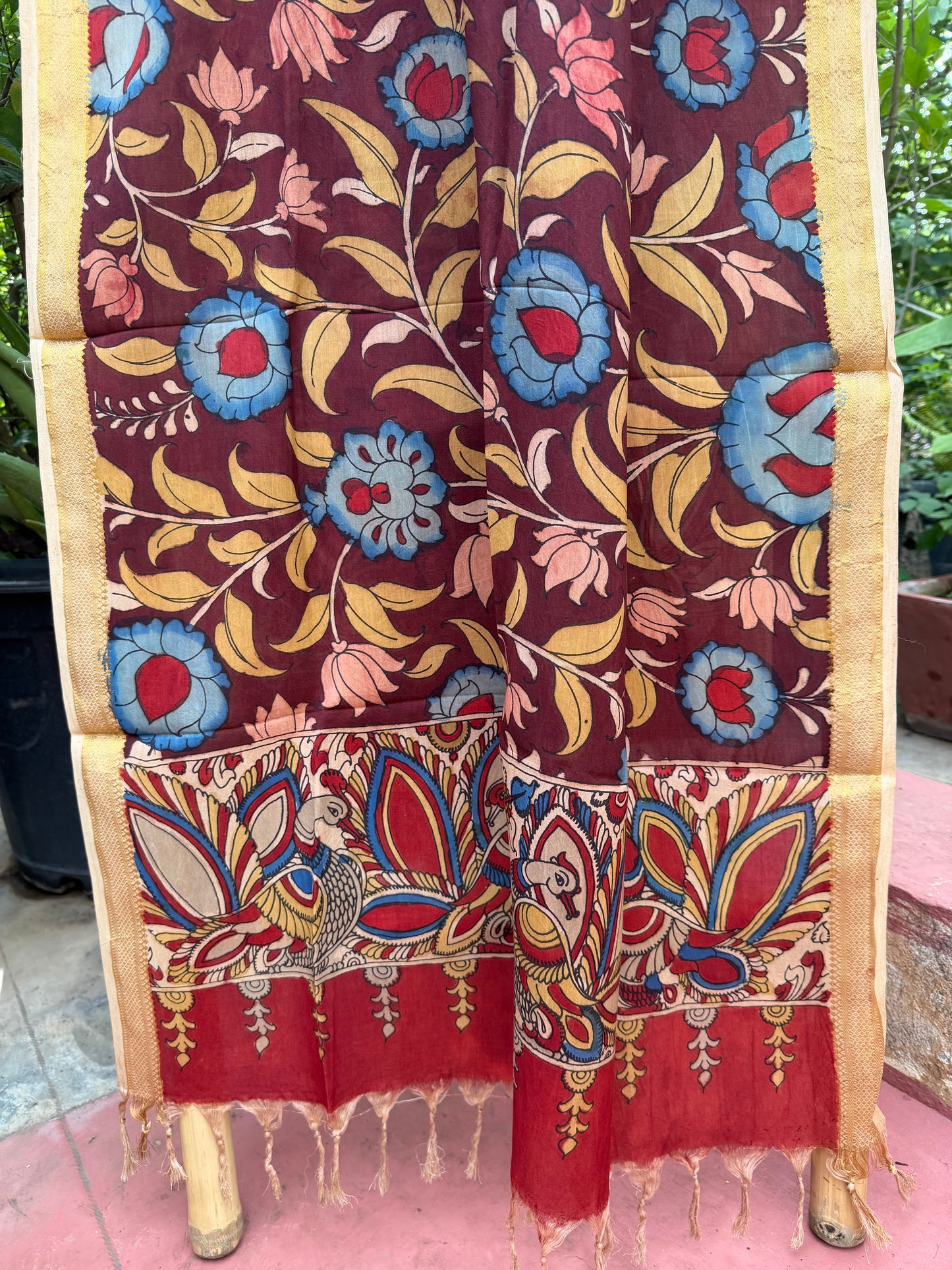 Bangalore silk penkalamkari dupatta