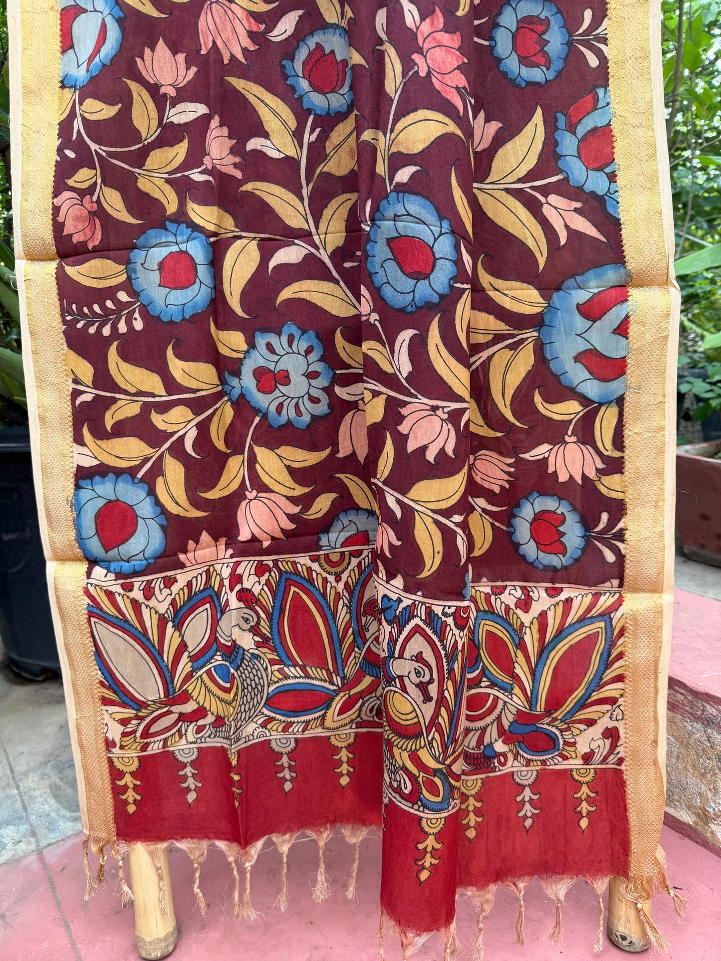 Bangalore silk penkalamkari dupatta