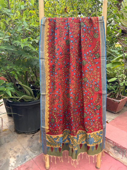 Bangalore silk penkalamkari dupatta