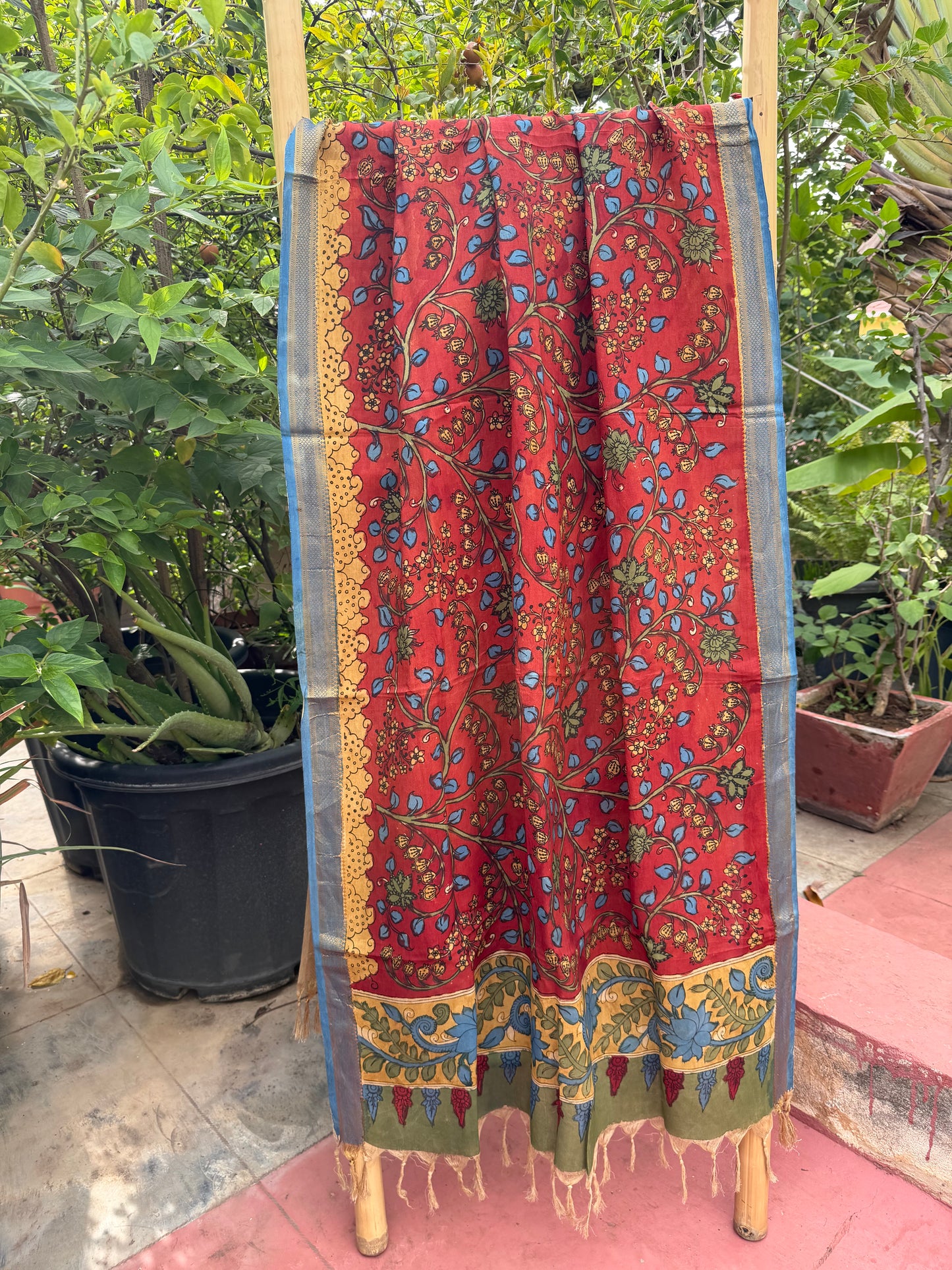 Bangalore silk penkalamkari dupatta