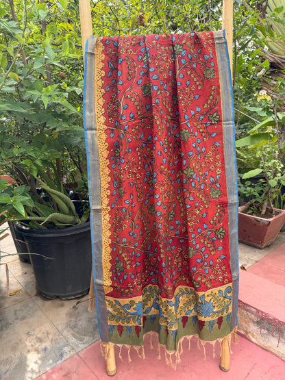 Bangalore silk penkalamkari dupatta