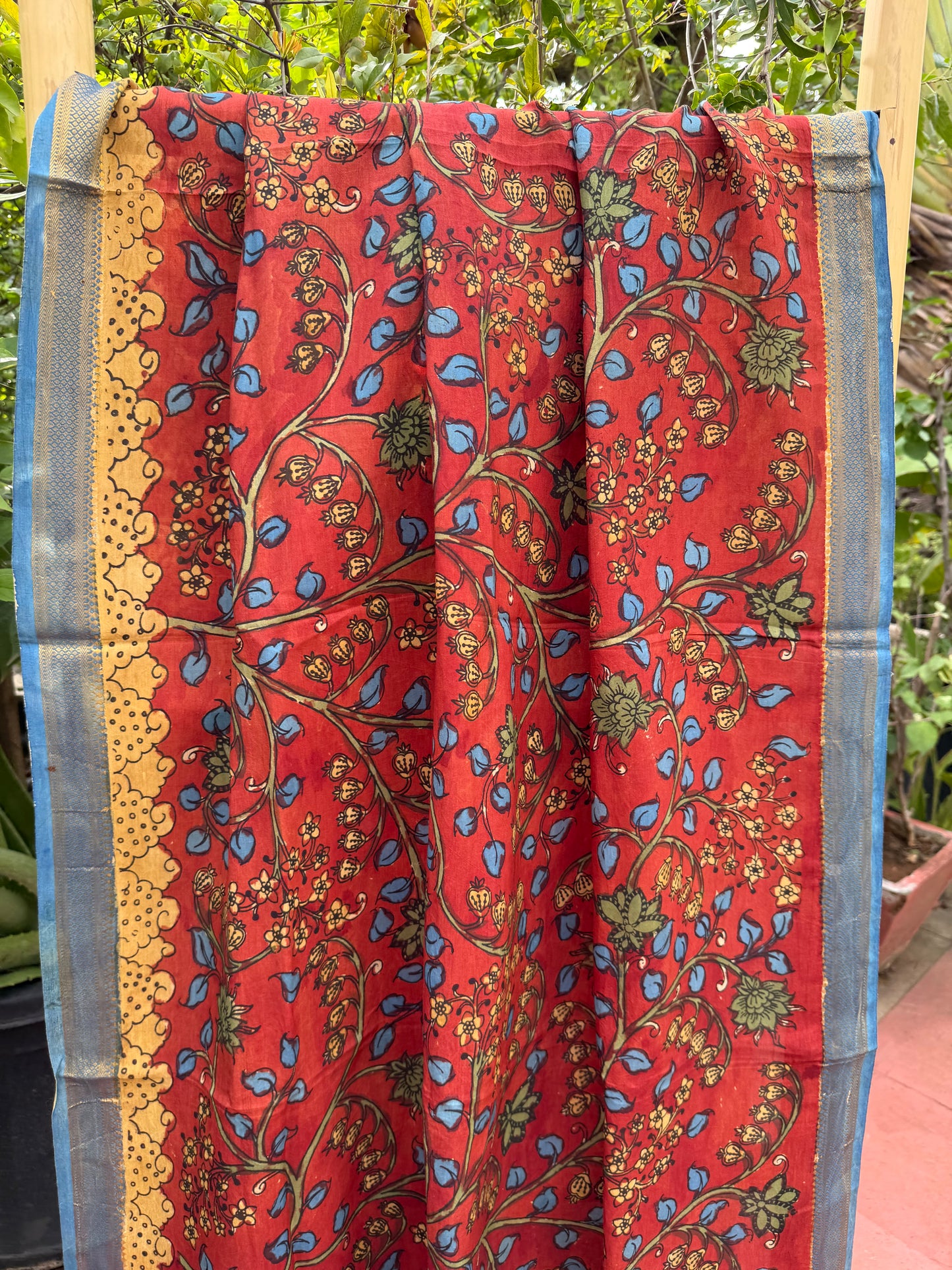 Bangalore silk penkalamkari dupatta