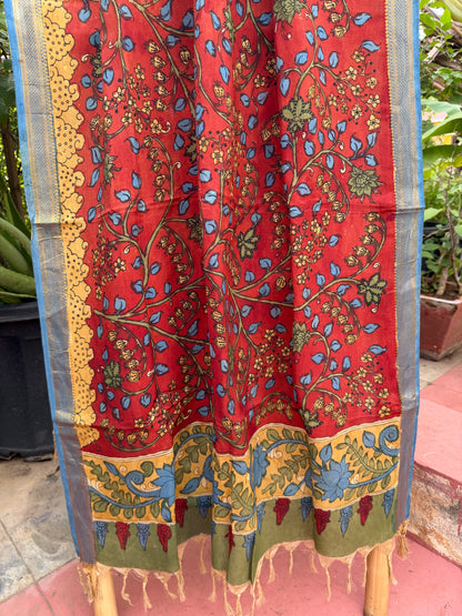 Bangalore silk penkalamkari dupatta