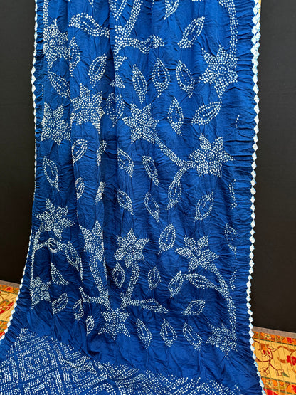 Gajji silk rai  bandhej saree