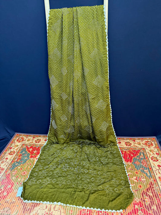 Gajji silk rai  bandhej saree