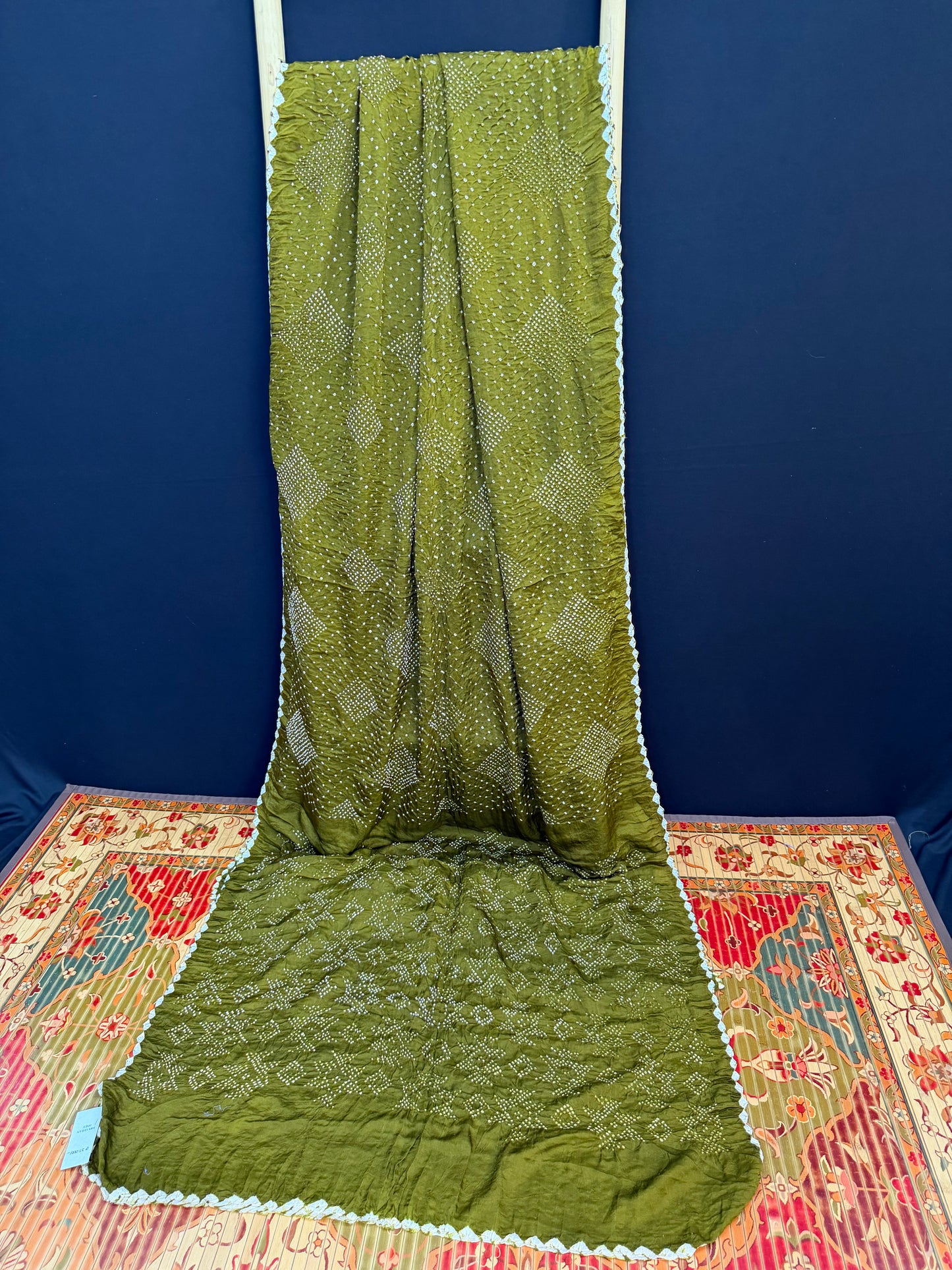 Gajji silk rai  bandhej saree