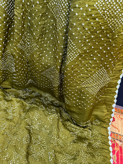 Gajji silk rai  bandhej saree