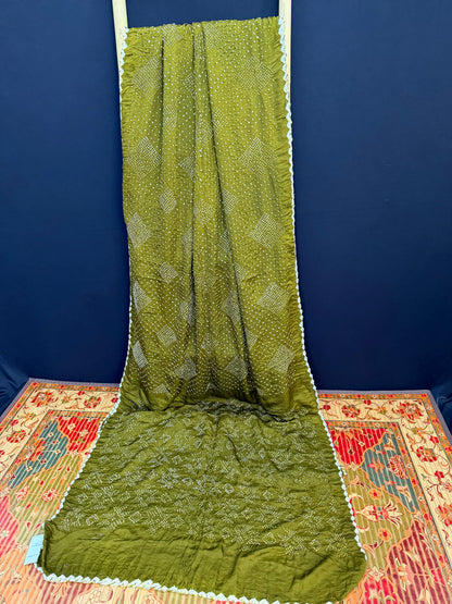 Gajji silk rai  bandhej saree