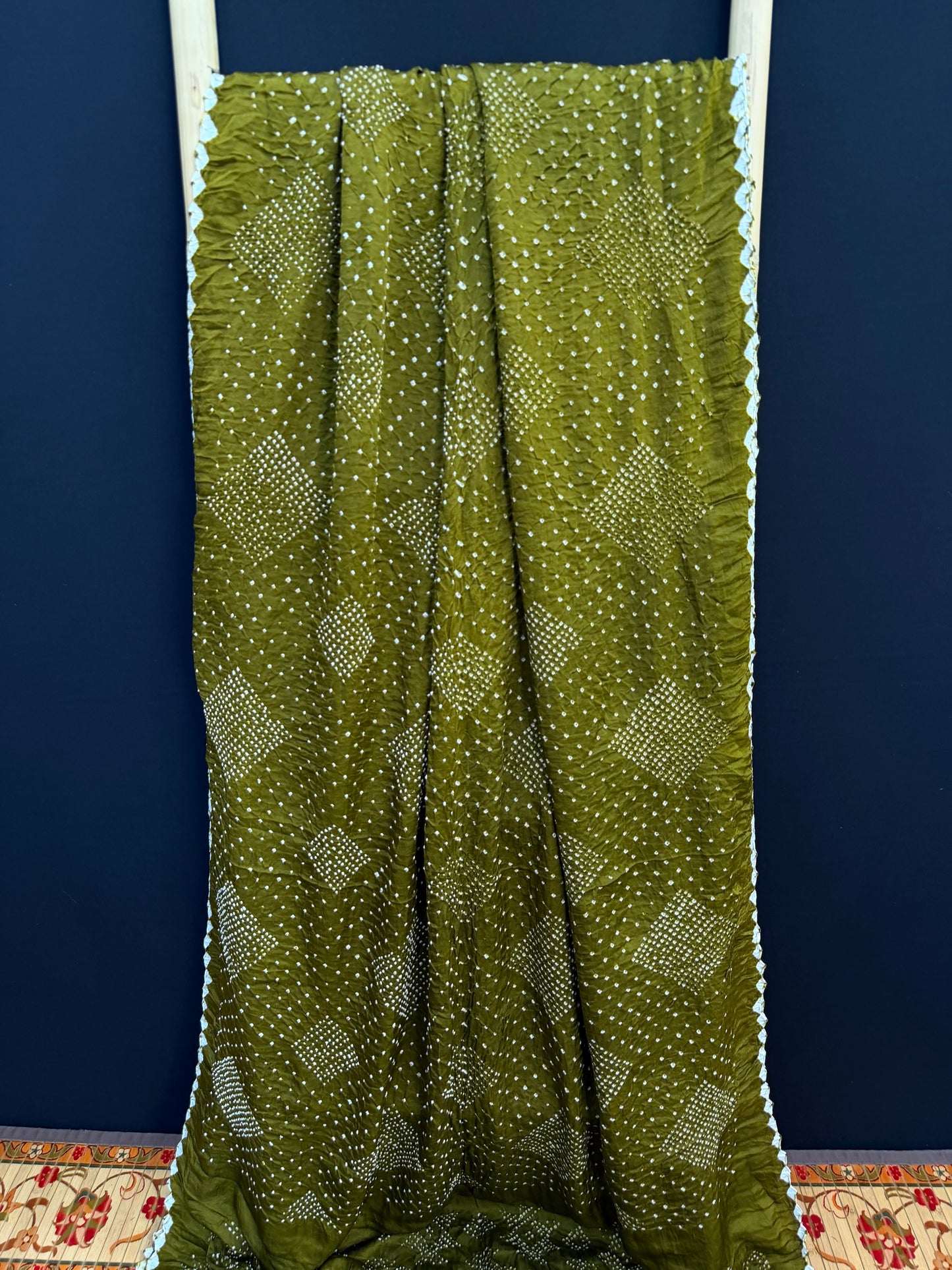Gajji silk rai  bandhej saree