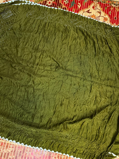 Gajji silk rai  bandhej saree