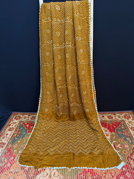 Gajji silk rai  bandhej saree
