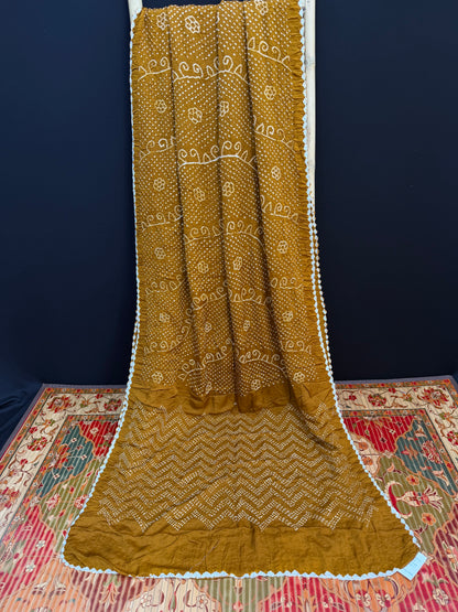 Gajji silk rai  bandhej saree