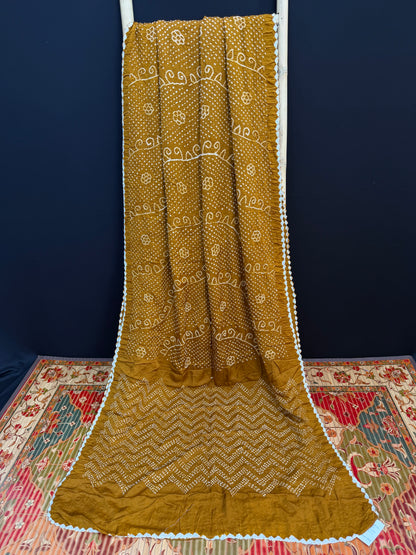 Gajji silk rai  bandhej saree