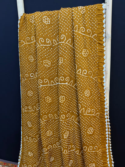 Gajji silk rai  bandhej saree