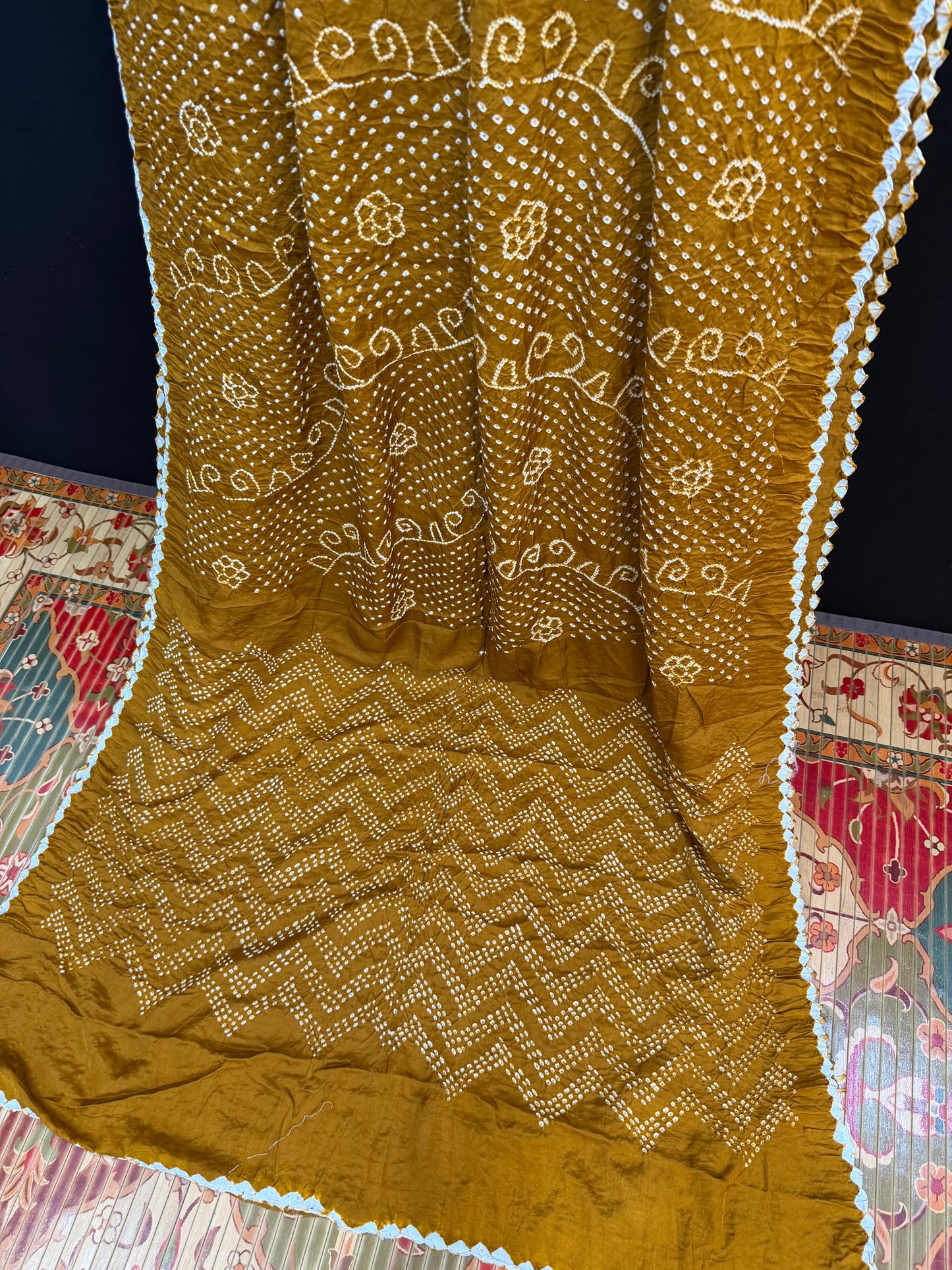 Gajji silk rai  bandhej saree
