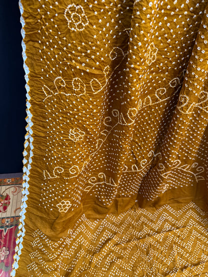 Gajji silk rai  bandhej saree