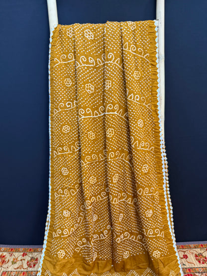 Gajji silk rai  bandhej saree