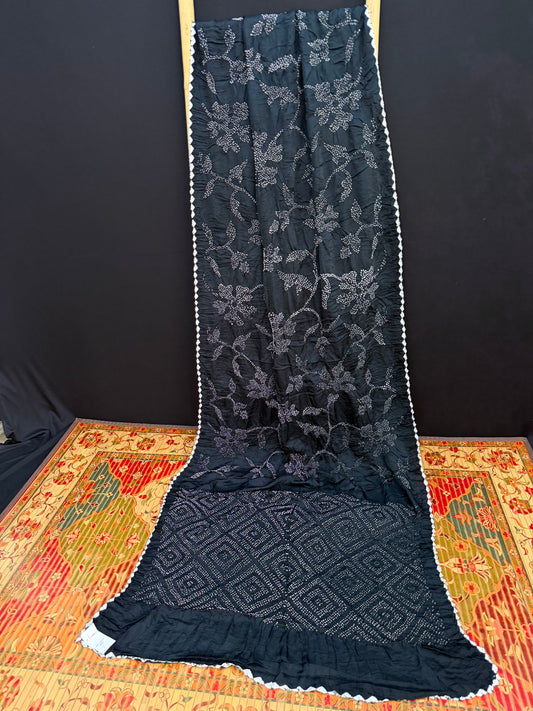 Gajji silk rai  bandhej saree