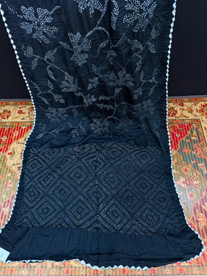Gajji silk rai  bandhej saree