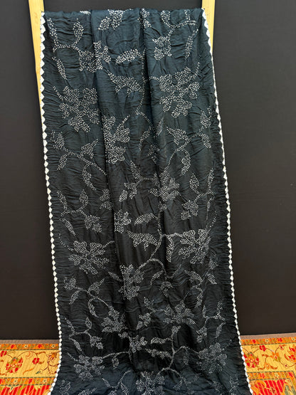 Gajji silk rai  bandhej saree