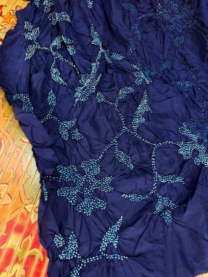 Habutai silk clamp dye with hand knotted rai bandhej saree