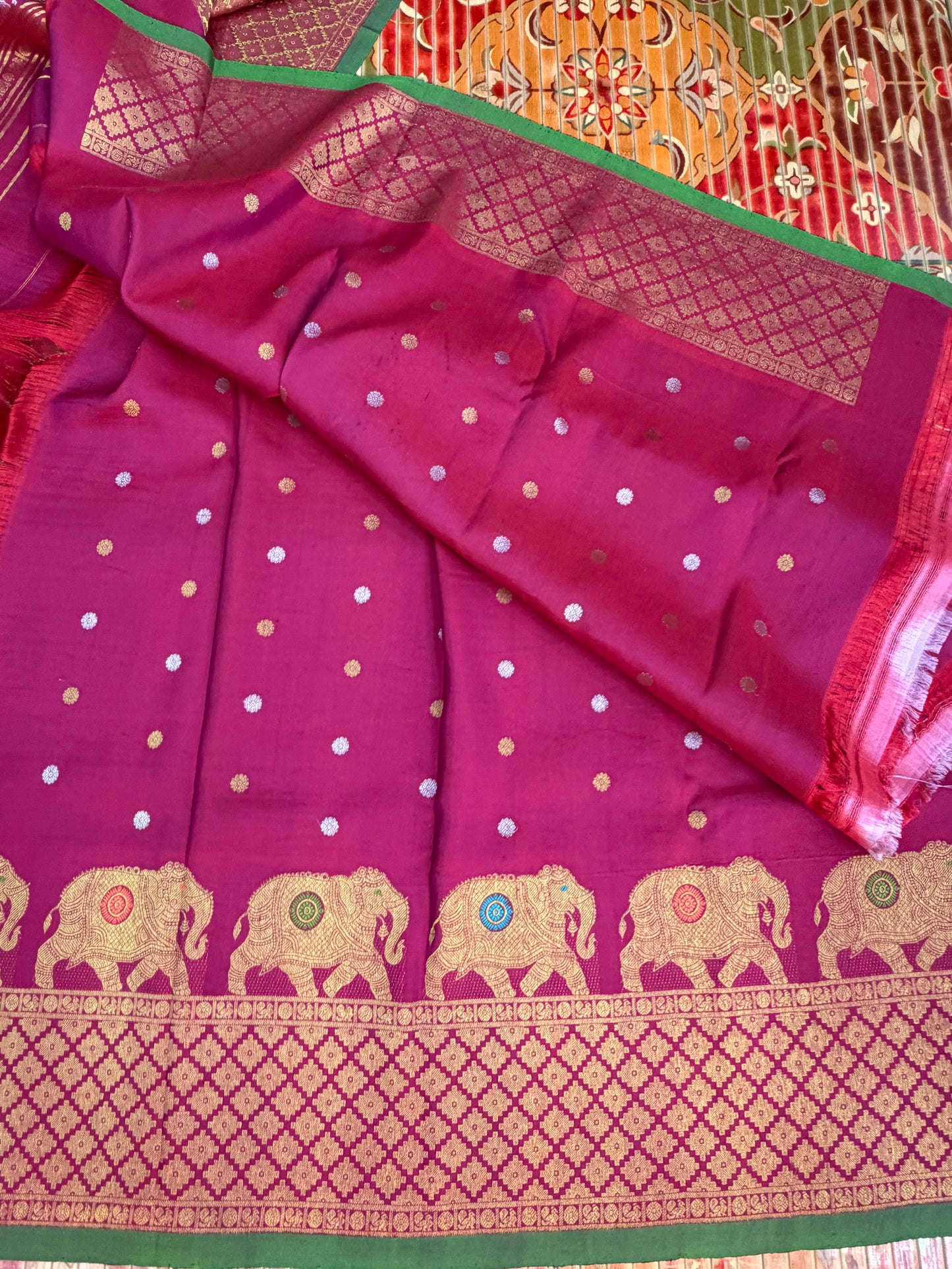 Gadwal silk penkalamkari saree