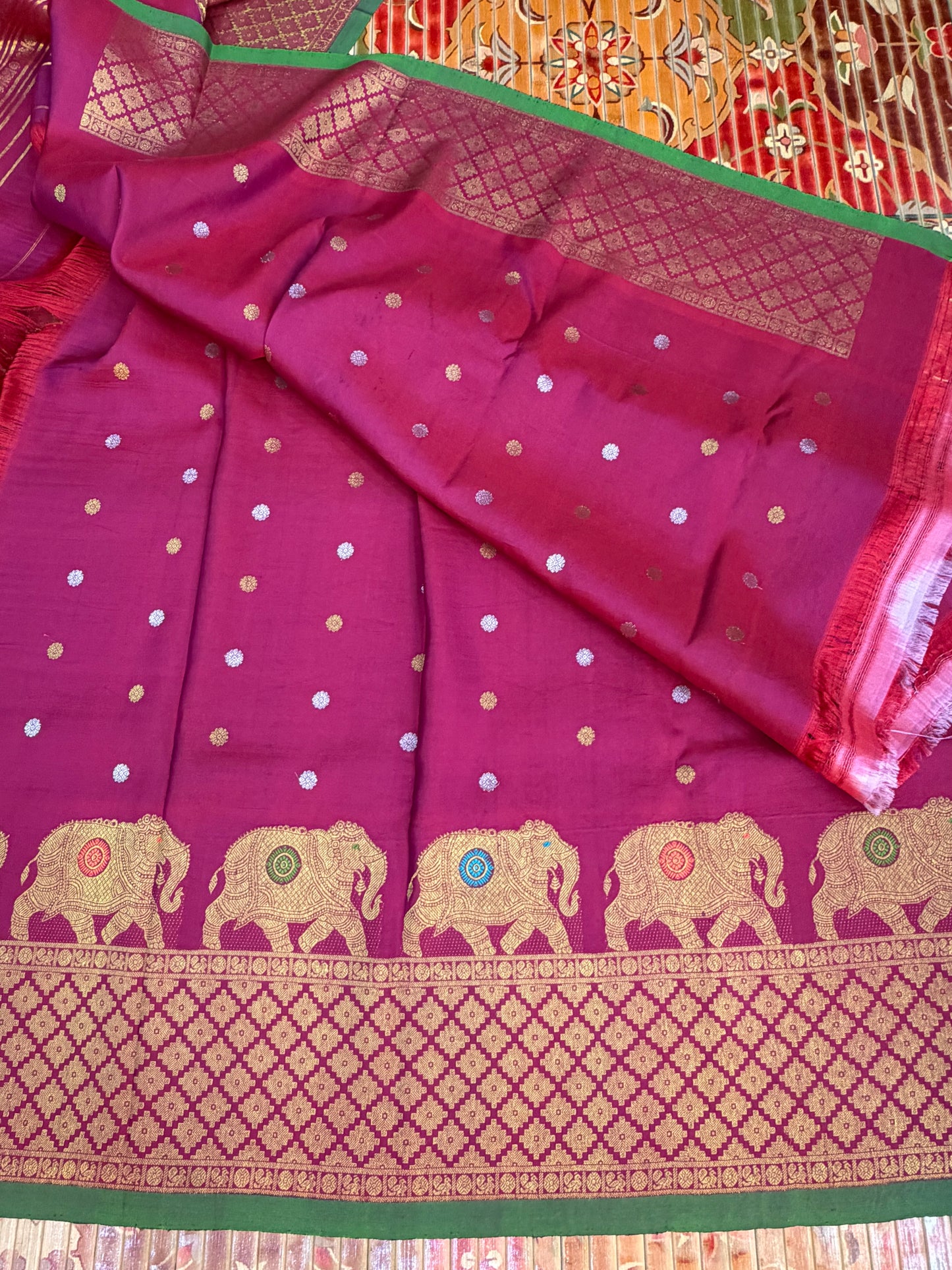 Gadwal silk penkalamkari saree