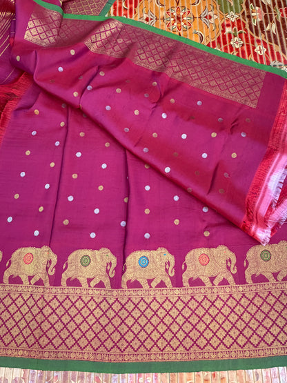 Gadwal silk penkalamkari saree