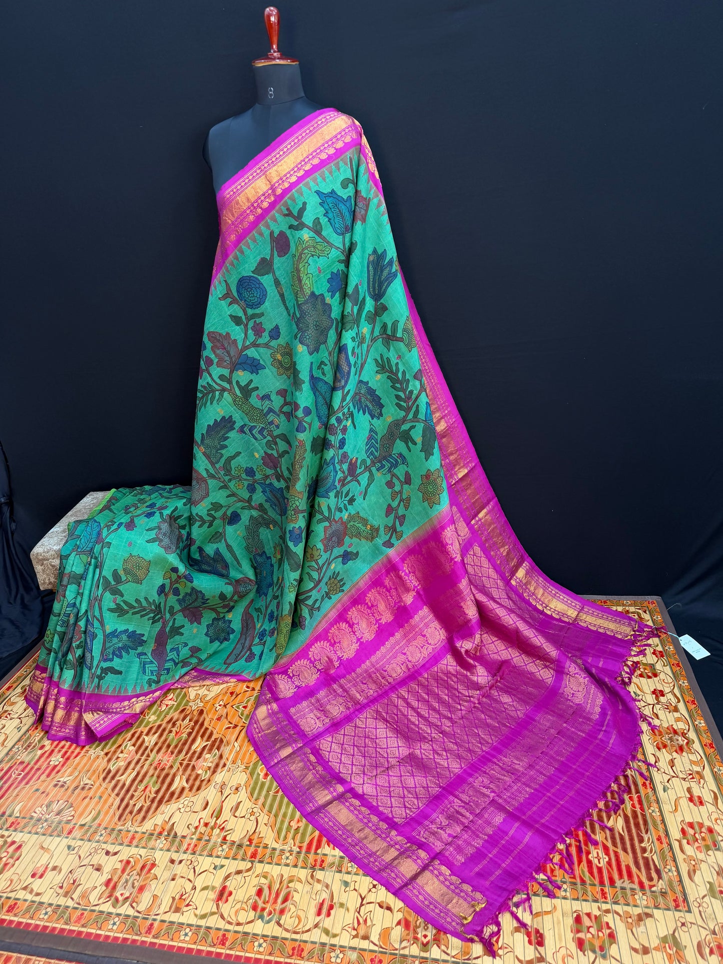 Gadwal silk penkalamkari saree